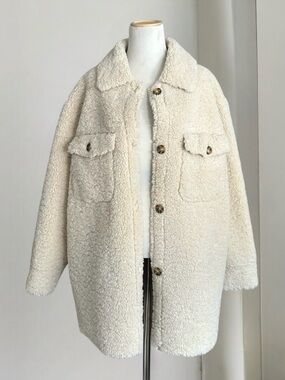 Mango Cream Beige Faux Shearling Jacket